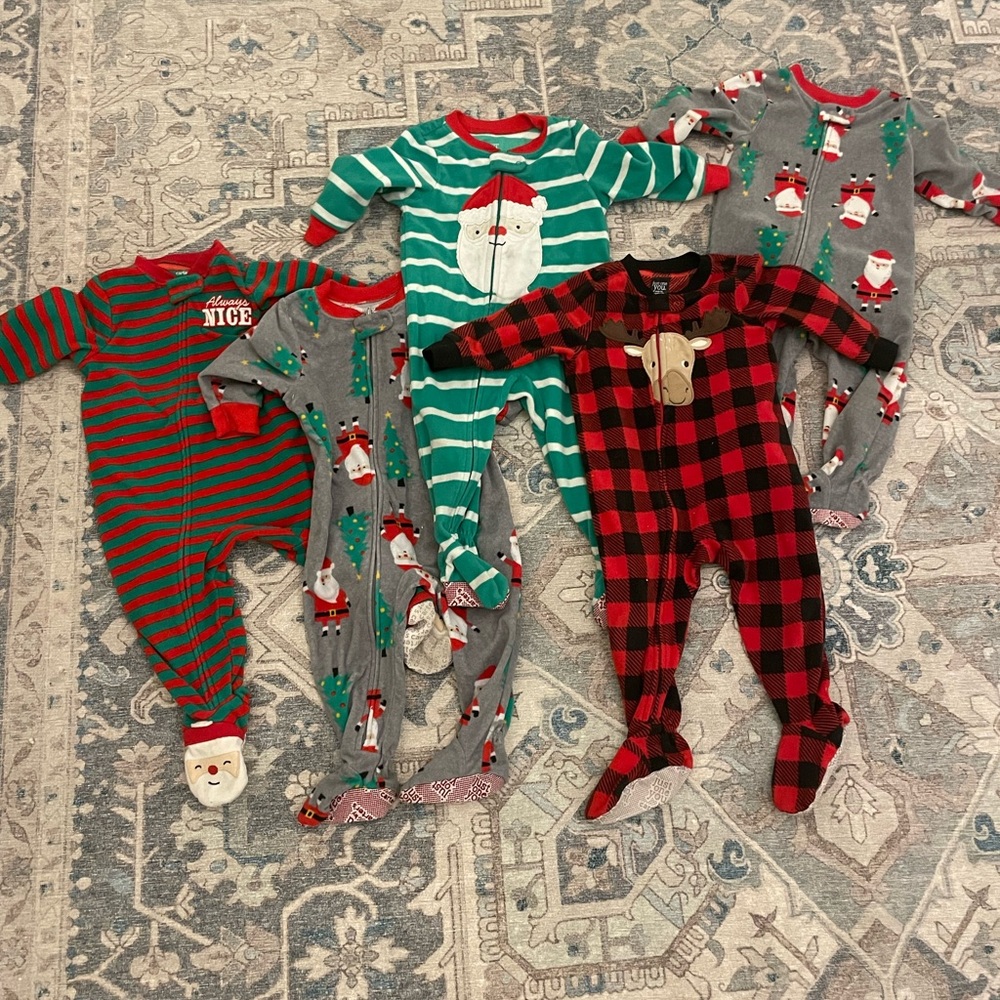 5 Christmas footie Jammie’s 12m